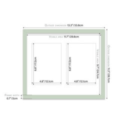 12X10 Inch 2 Opening Photo Collage Frame, Display Two 7X5 Inch Photos, Multi Aperture Family Picture Frame, Mint Green - thumbnail 4