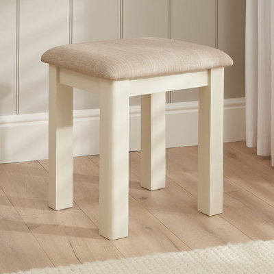 The Furniture Market Marbury Cream Painted Dressing Table Stool Upholstered Natural Oatmeal Fabric Seat Pad Timeless Charm For Any Bedroom - image 1