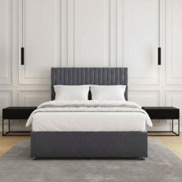 REGIONAL FURNISHINGS Divan Bed Set Steel Plush Velvet Upholstered With 24Inch Headboard & 4 Drawers No Mattress In 3Ft 4Ft 4Ft6 5Ft 6Ft Sizes - thumbnail 3