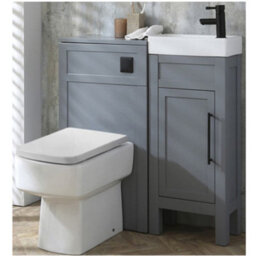 Homestylestore Light Grey 400mm Bathroom Vanity And Wc Unit With Square Back To Wall Toilet Pan And Black T Bar Handle - thumbnail 1