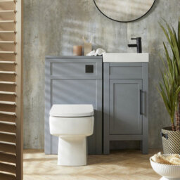Homestylestore Light Grey 400mm Bathroom Vanity And Wc Unit With Square Back To Wall Toilet Pan And Black T Bar Handle - thumbnail 2