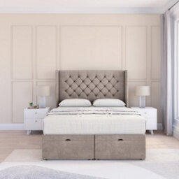 "Sloomy Dior Pebble Plush 4Ft6 Ottoman Bed End Opening With Sprung Memory Mattress & 54"" Headboard-Double" - thumbnail 2