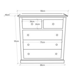 Cabinet Bits Salerno 5 Drawer Chest Of Drawers Wood Knob - thumbnail 8