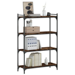 Berkfield Bookcase 4-Tier Smoked Oak 80X30X120 Cm Engineered Wood - thumbnail 3