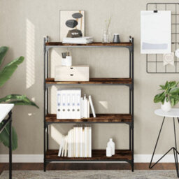 Berkfield Bookcase 4-Tier Smoked Oak 80X30X120 Cm Engineered Wood - thumbnail 1