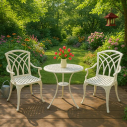 Centurion Supports Oshowa Luxurious Garden And Patio Table And 2 Large Chairs With Armrests Cast Aluminium Bistro Set - thumbnail 6