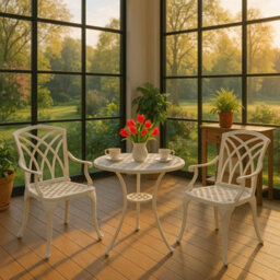 Centurion Supports Oshowa Luxurious Garden And Patio Table And 2 Large Chairs With Armrests Cast Aluminium Bistro Set - thumbnail 2