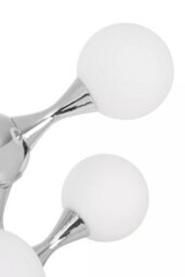 Orsina Modern Chrome 6 Light Table Lamp, Tree Design Accent Lamp With White Opal Glass Shades, Chrome Table Lighting - thumbnail 4