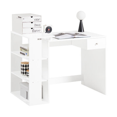 Sobuy Fwt35-W, Home Office Table, Computer Desk Workstation With Storage Shelves,white,w100Xd60Xh76 - image 1