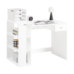 Sobuy Fwt35-W, Home Office Table, Computer Desk Workstation With Storage Shelves,white,w100Xd60Xh76