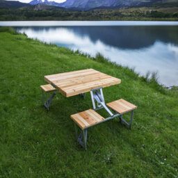 Andes Wooden Folding Portable Camping/picnic Outdoor Table & Stool Chair Set - thumbnail 9