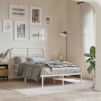 Berkfield Metal Bed Frame Without Mattress With Headboard White 120X200Cm - image 1