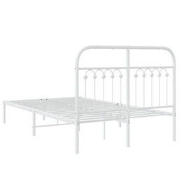 Berkfield Metal Bed Frame Without Mattress With Headboard White 120X200Cm - thumbnail 6