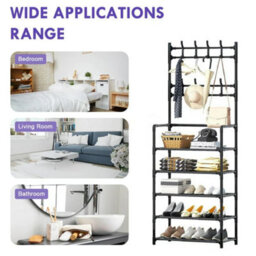 Thehotsale Black Coat Rack With 8 Hooks And 5 Tier Shoe Rack - thumbnail 5
