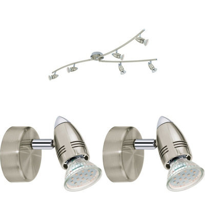Satin Nickel Multi-Bulb Ceiling Spot Light With Matching Wall Lights Set - image 1