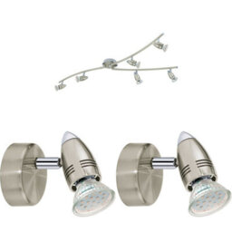 Satin Nickel Multi-Bulb Ceiling Spot Light With Matching Wall Lights Set - thumbnail 1
