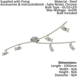 Satin Nickel Multi-Bulb Ceiling Spot Light With Matching Wall Lights Set - thumbnail 2