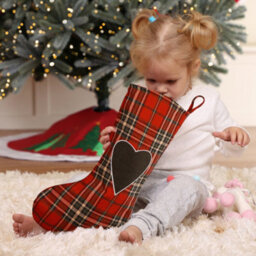 Dibor Highland Tartan Love Heart Xmas Gift Decoration Christmas Stocking For Kids - thumbnail 4