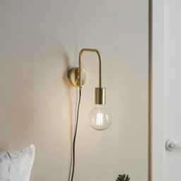 GoodHome Ghlin Industrial Gold Effect Plug-In Wall Light
