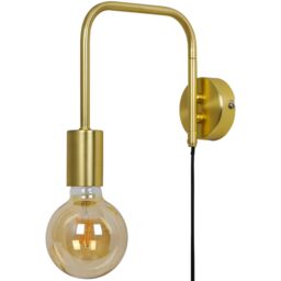GoodHome Ghlin Industrial Gold Effect Plug-In Wall Light - thumbnail 3