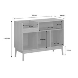 Sweeek - 100Cm Vintage Vinyl Record Cabinet With Dividers Nepal Dark Wood Colour 100X48X81.5 Cm - thumbnail 9