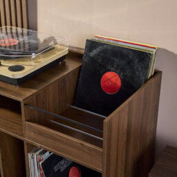 Sweeek - 100Cm Vintage Vinyl Record Cabinet With Dividers Nepal Dark Wood Colour 100X48X81.5 Cm - thumbnail 5