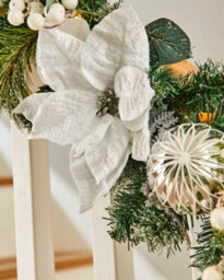 WeRChristmas 9 Ft Pre-Lit Frosted Silver And White Decorated Artificial Christmas Garland, 40 Warm White Leds - thumbnail 6