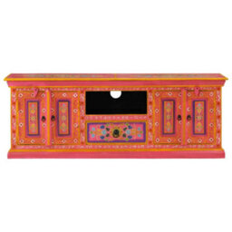 Berkfield Sturdy Tv Cabinet Pink 110X30X40 Cm Solid Wood Mango - thumbnail 4