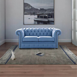 Chesterfield 2 Seater Shelly Iceblast Leather Sofa Settee Bespoke In Classic Style - thumbnail 2