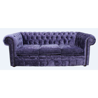 Chesterfield Handmade 3 Seater Sofa Settee Modena Lilac Purple Velvet Fabric In Classic Style - image 1