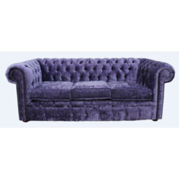 Chesterfield Handmade 3 Seater Sofa Settee Modena Lilac Purple Velvet Fabric In Classic Style - thumbnail 1