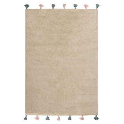Beliani Kids Rug Kodinhi Beige 140 X 200 Cm Cotton - image 1