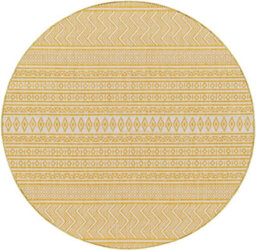 Livabliss Round Eagean-Global Yellow Ivory Off-White In- & Outdoor Rug 160 X 160 Cm Easy Care, Non Shedding