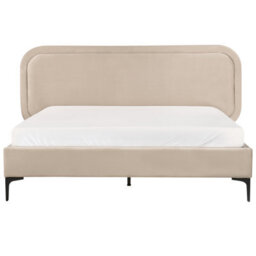 Beliani Bed Velvet Suzette 160 X 200 Cm (Eu King Size) Beige - thumbnail 4