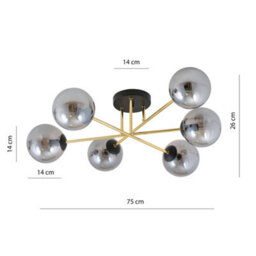 Emibig Lighting Emibig Magnum Ceiling Lamp  2 X E14  Black, Gold With Graphite Shade - thumbnail 7