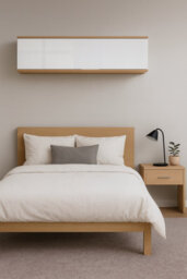 Impact Furniture Wall Storage Cabinet Bedroom Overbed Hanging Unit White Gloss Oak Effect Zele - thumbnail 2