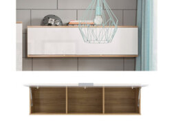 Impact Furniture Wall Storage Cabinet Bedroom Overbed Hanging Unit White Gloss Oak Effect Zele - thumbnail 8