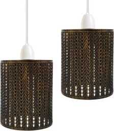 2 Pack Brushed Copper Metal Easy Fit Drum Cage Ceiling Light Shade Hollow Out Lamp Shade For Ceiling Pendant Light - thumbnail 1