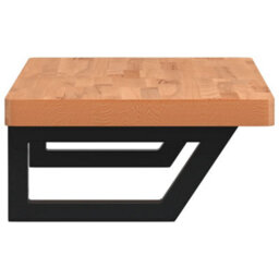 Basin Shelf Wall Mounted Steel and Solid Wood Beech - thumbnail 3