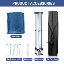 3X3M Pop Up Gazebo Marquee Outdoor Garden Party Tent W/sides&vent&sandbags Blue - thumbnail 6