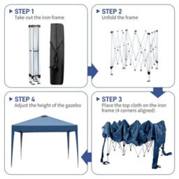 3X3M Pop Up Gazebo Marquee Outdoor Garden Party Tent W/sides&vent&sandbags Blue - thumbnail 5