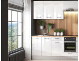 Impact Furniture Kitchen Oven Housing Unit White Gloss 600mm Single Oven Cabinet Modern Slab Door Storage Shelf Ella - thumbnail 8