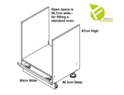 Impact Furniture Kitchen Oven Housing Unit White Gloss 600mm Single Oven Cabinet Modern Slab Door Storage Shelf Ella - thumbnail 3