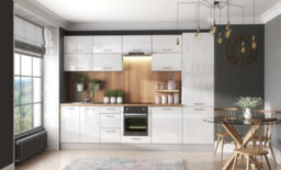 Impact Furniture Kitchen Oven Housing Unit White Gloss 600mm Single Oven Cabinet Modern Slab Door Storage Shelf Ella - thumbnail 5