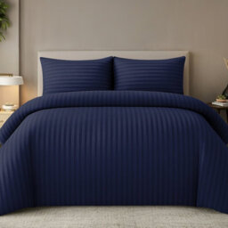 Pamposh Satin Stripe Single Duvet Cover Set Premium Microfibre Hotel Quality Quilt Cover Bedding Sets Hypoallergenic Ultrasoft Bed - thumbnail 1