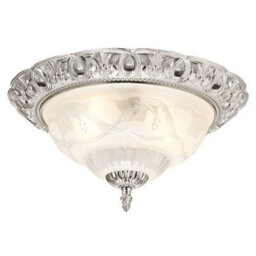 Happy Homewares Traditional Satin Nickel And Floral Glass Flush Ceiling Light - thumbnail 1