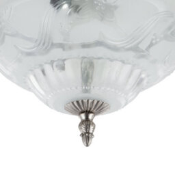 Happy Homewares Traditional Satin Nickel And Floral Glass Flush Ceiling Light - thumbnail 3