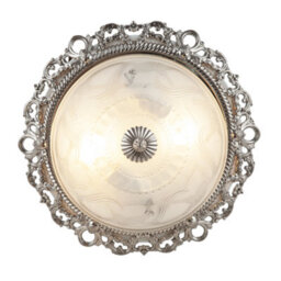 Happy Homewares Traditional Satin Nickel And Floral Glass Flush Ceiling Light - thumbnail 5