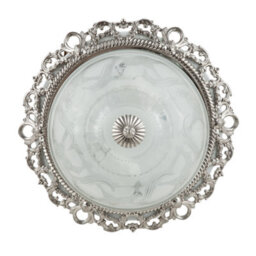 Happy Homewares Traditional Satin Nickel And Floral Glass Flush Ceiling Light - thumbnail 4