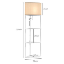 Homcom Corner Modern Floor Lamp With Shelves For Living Room, Bedroom, White - thumbnail 3